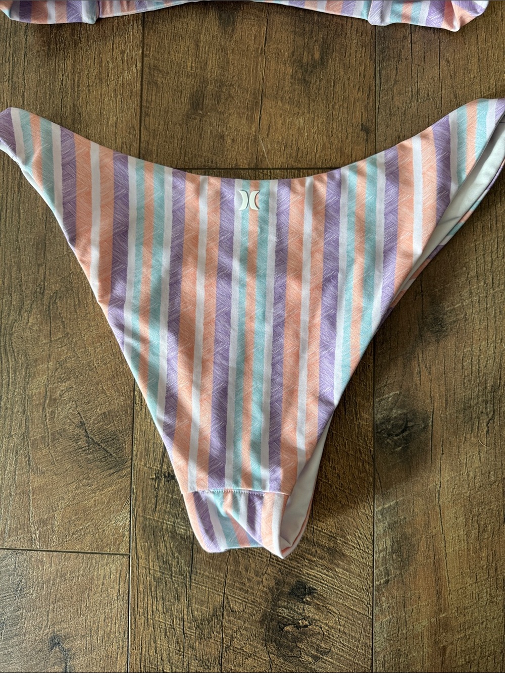 Hurley Pastel Striped Bikini - Peach, Lavender, Mint, White - Picture 4 of 7